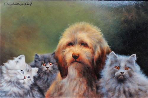 Agnes Augusta Talboys (1863-1941), Best of friends, oil on board, signed, 32cm x 50cm.