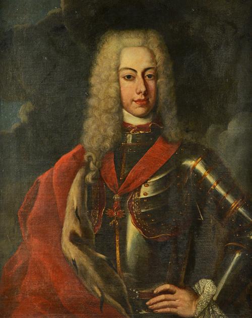 F* de Backer (fl.early 18th Century), Portrait of the Holy Roman Emperor Charles VI, oil on canvas, inscribed and dated on the reverse 'F.de Backer. p