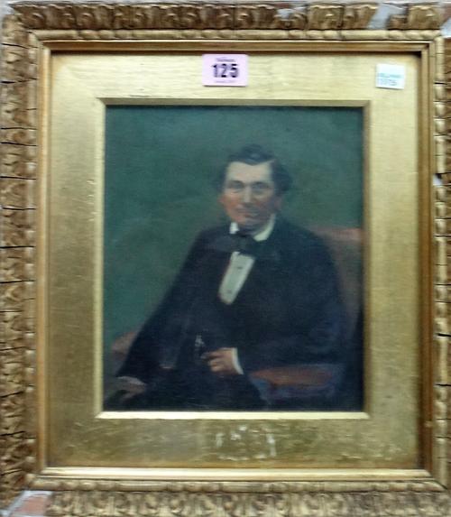 English School (late 19th century), Portrait of a gentleman, oil on canvas, 21.5cm x 18cm; together with a pastel portrait of a gentleman and a pair o