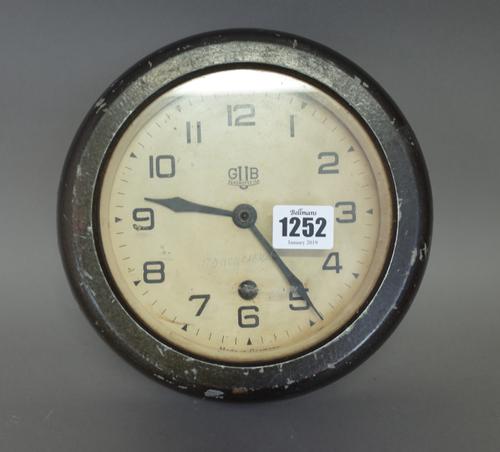 A German ship metal cased timepiece by Glashutte/SA, with six inch dial, detailed 'Made in Germany', 21.5cms diam overall.