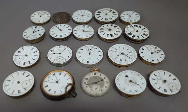 A quantity of 19th century pocket watch movements, cases and related parts. (a.f.) (73)