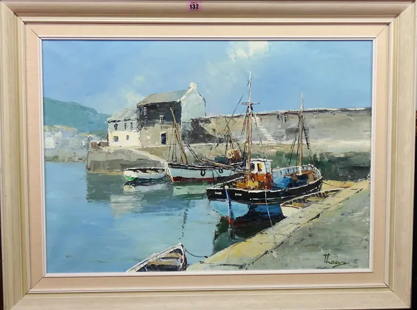 ** Thaar (20th century), The Harbour, oil on canvas, signed, 49cm x 70cm.  F1