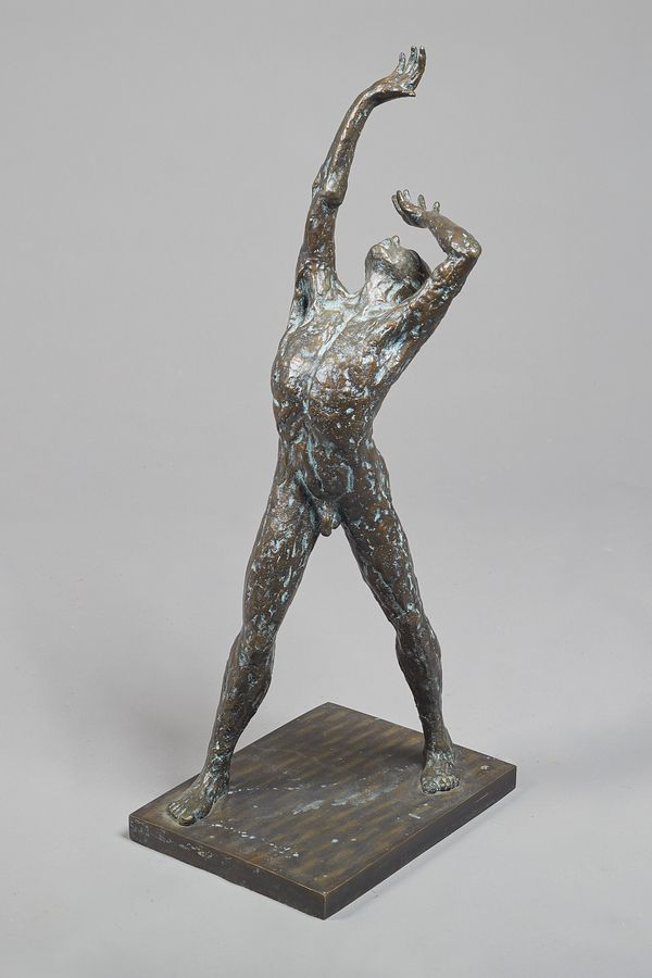 'Eclipse' Jacques Vanroose patinated bronze male nude, signed 'JV' Ltd edition 27/100, 91cm high. DDS