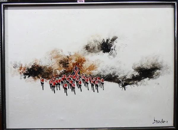 Brandon (20th century), Regiment in the snow, oil on canvas, signed, 55cm x 75.5cm.  F1