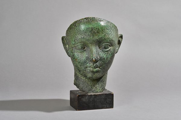 Dora Gordine, (Estonian 1895-1991), 'Mask of a Greek boy', Circa 1928, verdigris bronze mask, signed to the cast, Ltd edition 1/8 with French foundry