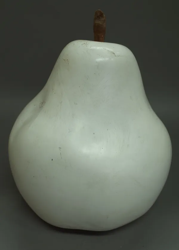 Untitled; a small white ceramic pear, unsigned, 32cm high.