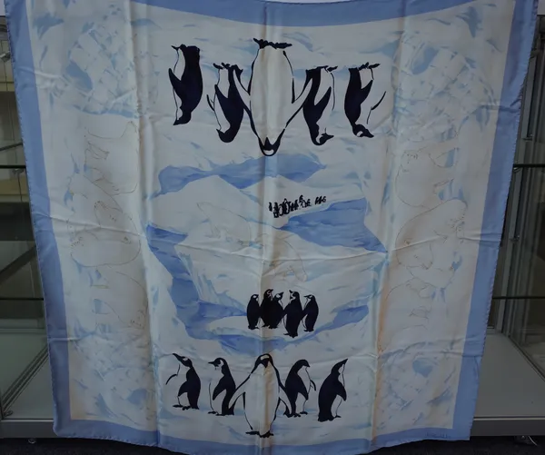 Six 'Escada' Italian silk lady's scarves, animal and nautical subjects, two designed by Margaretha Ley, boxed. (6)