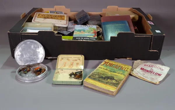 Fishing interest, including; a large box of vintage tackle, flies, lures, wallets, tins and sundry, (qty).  S3B