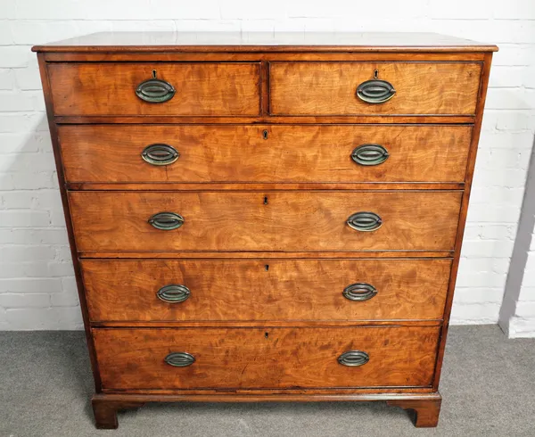 A 19th century mahogany chest with two short and four long graduated drawers on bracket feet, 118cm wide x 125cm high.
