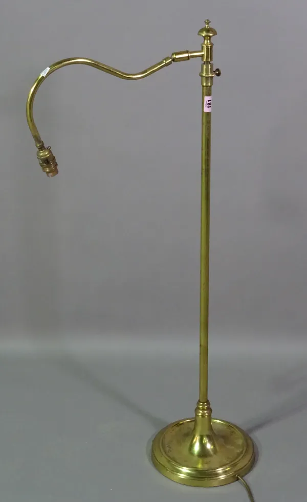 A 20th century brass height adjustable standard lamp, 100cm high.   F6