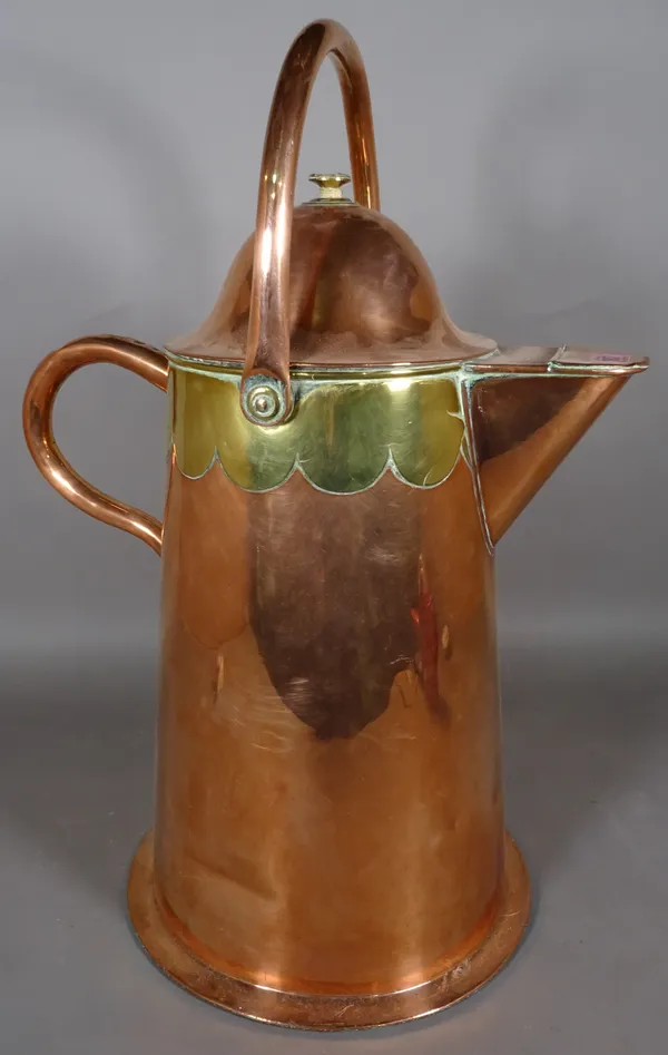A large 20th century copper jug, 52cm high.   D7