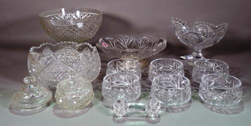 A group of 19th century and later cut glass bowls, dishes and sundry, (qty).  S3T