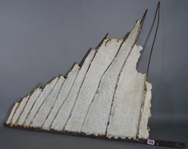 A 20th century mixed media wrought iron and paper sail, (a.f.).  CAB   4754