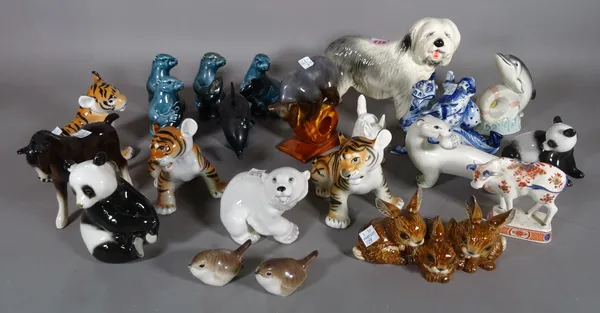 Ceramics, including; a large quantity of decorative animal models including Russian examples, blue glaze Poole and others, (qty).  S1T