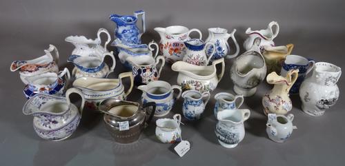 Ceramics, including; a large quantity of 19th century and later sauceboats and small jugs including lustre ware, Masons and other, (qty).  S1T