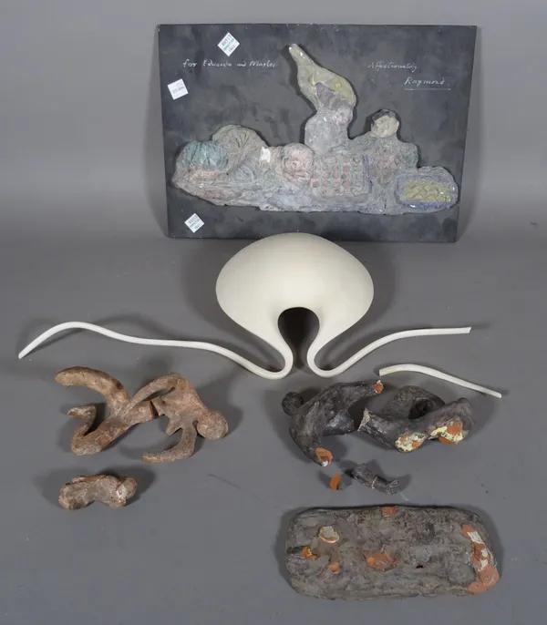 A group of sculpture, circa 1980s, in resin and terracotta, (a.f.).  CAB     1596, 1979