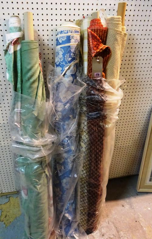 Upholstery interest; a large quantity of assorted fabric roles including Colefax and Fowler, Osborne & Little, Sanderson and sundry, (qty).  S4B