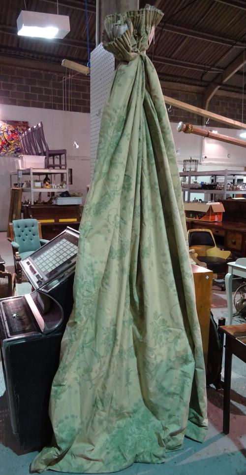 A pair of Osborne & Little lined and interlined curtains with classical flora pattern. J6