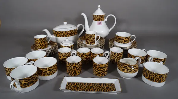 Royal Crown Duchy; a 20th century tea set with leopard print decoration, (qty).  S2M