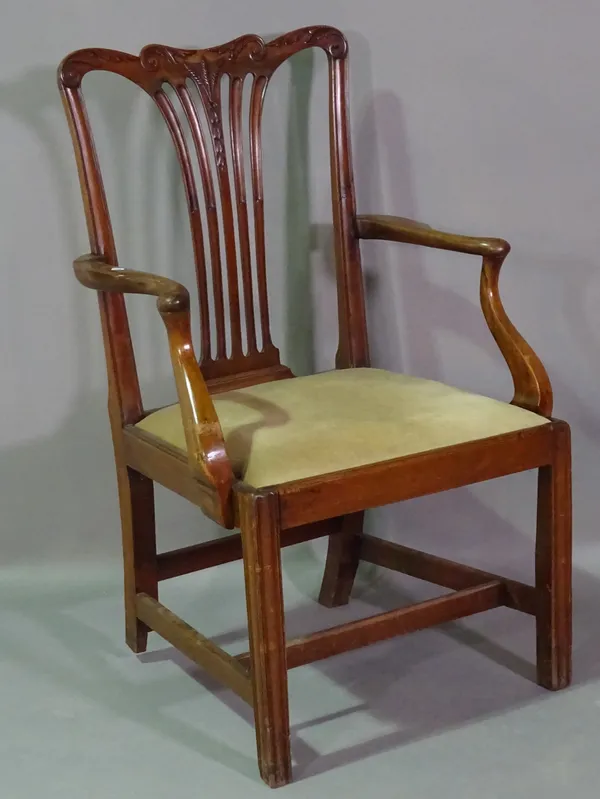 A George III style mahogany open armchair.  C7