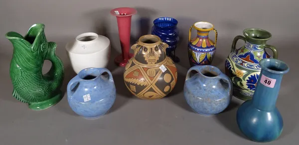 Ceramics; a quantity of decorative vases, Dartmouth, a Mexican pottery vase and sundry.  S2M