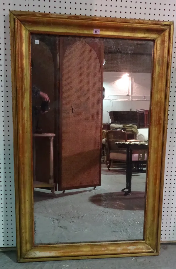 A 19th century gilt framed rectangular mirror, 81cm wide x 130cm high.  A7