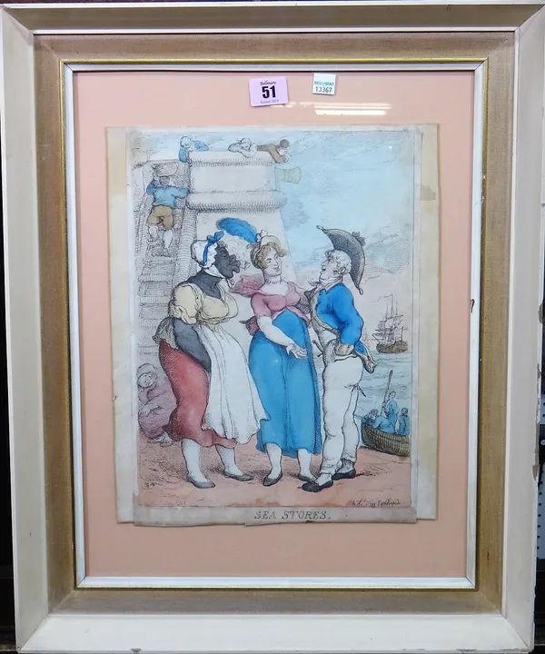 After Thomas Rowlandson, Sea Stores, engraving with hand colouring, 34cm x 24.5cm.  J1