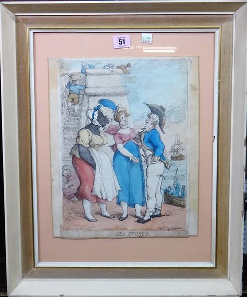 After Thomas Rowlandson, Sea Stores, engraving with hand colouring, 34cm x 24.5cm.  J1