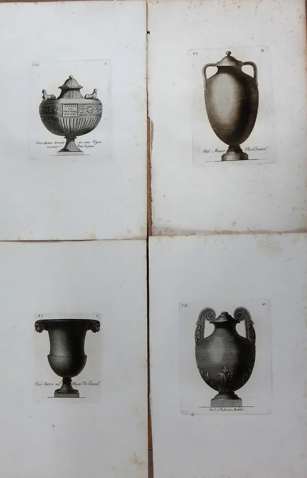 Italian School (18th century), Designs for urns, eight engravings, all unframed, each approx 14.5cm x 12cm.  CAB
