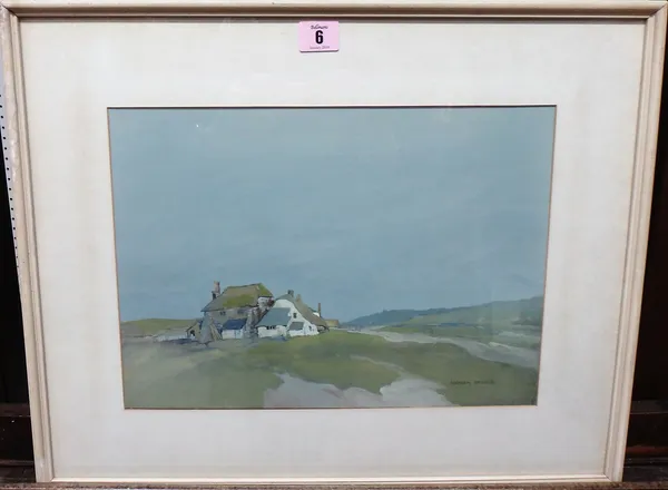 Bertram Prance (1889-1959), Cottage on the moors, gouache, signed, 25cm x 35cm.  M1