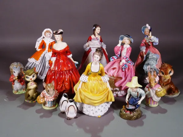 Ceramics, including; figurines by Doulton and Beatrix Potter, (14).  S3M