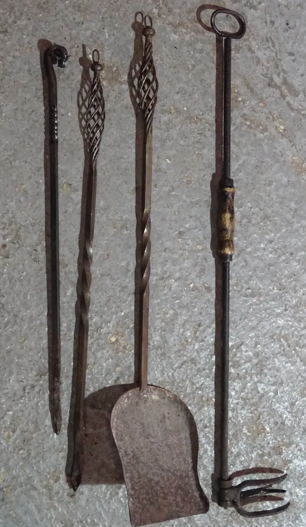 A group of four early 20th century copper fire tools, (4).  S3B