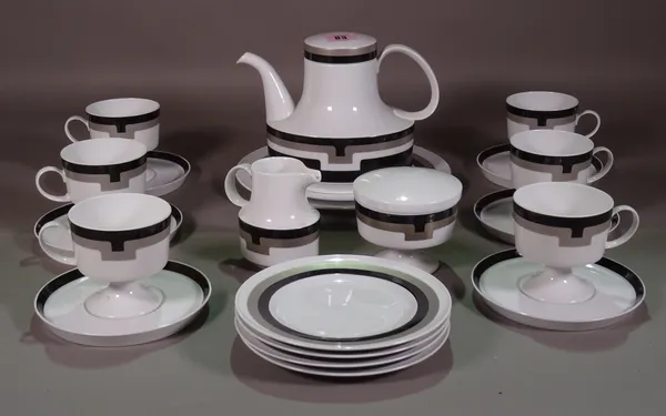 A 20th century Rosenthal white and black decorated part coffee set.  S3T