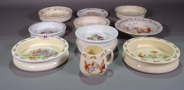 A quantity of mostly early 20th century children and baby ceramic plates and bowls, Doulton and sundry, (qty).  S3T