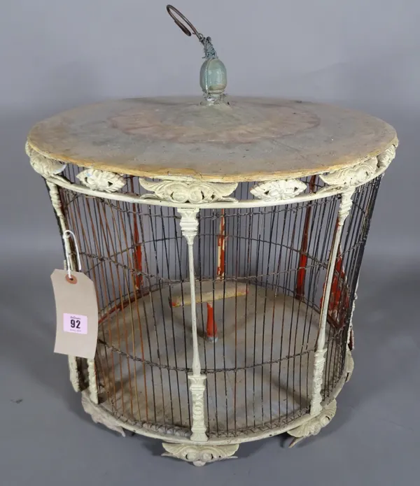 An unusual early 19th century bird cage with canvas top, 45cm wide x 50cm high.  I5