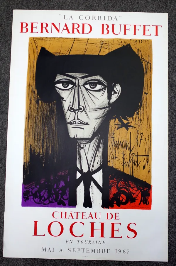 Bernard Buffet (French 1928-1999), La Corrida, lithographic poster by Mourlot for Exhibition at Chateau De Loches 1967, paper approximately 100 by 64.