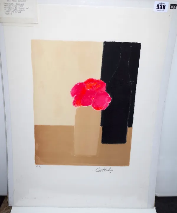 Bernard Cathelin (French 1919-2004), Bouquet de Geranium, colour lithograph, signed AP, approximately 33.5 by 25.5cms and two others by the same artis