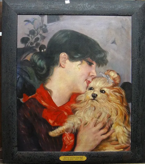 Janice Roberts (contemporary), Actress with her dog Ruff (Lena Blades); Portrait of Leah Laura, two, oil on canvas, both inscribed on overlap, each 59