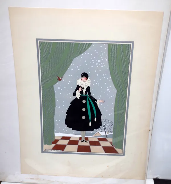 Coleth (French early 20th century), Flocons en Hivers, stencil print, approximately 27.5 by 20cms, and three others by the same artist (4).