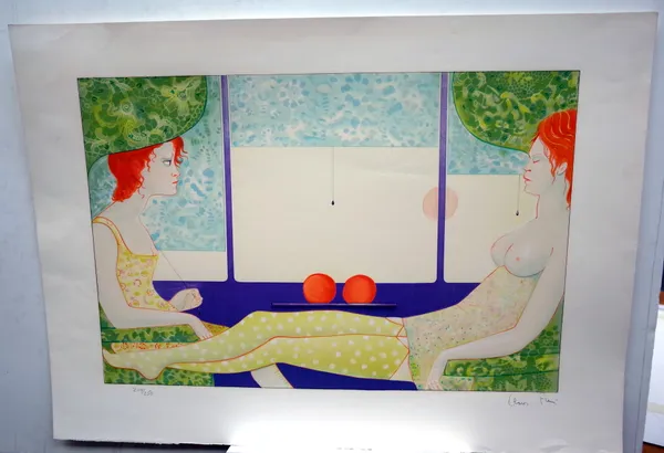Leonor Fini (Argentinian 1907-1996), Two Oranges, colour lithograph, signed, 204/250, approximately 38.5 by 58cms.