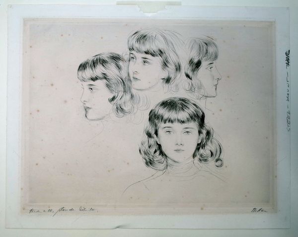 Paul Cesar Helleu (French 1859-1927), Quatre Etudes d'une Fille, drypoint, circa 1900, signed and inscribed "tiree a 10, planche detruite", approximat