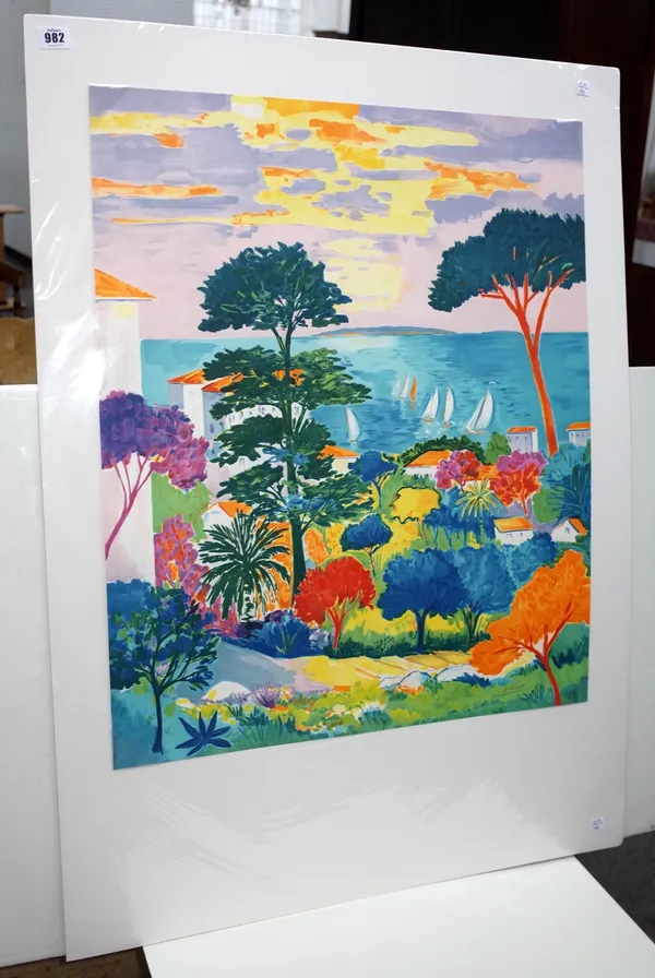 Jean-Claude Picot (French 1934-), Regate sur la Cote d'Azur, colour lithograph, signed, V/L, approximately 73 by 59.5cms; and nine other prints by the