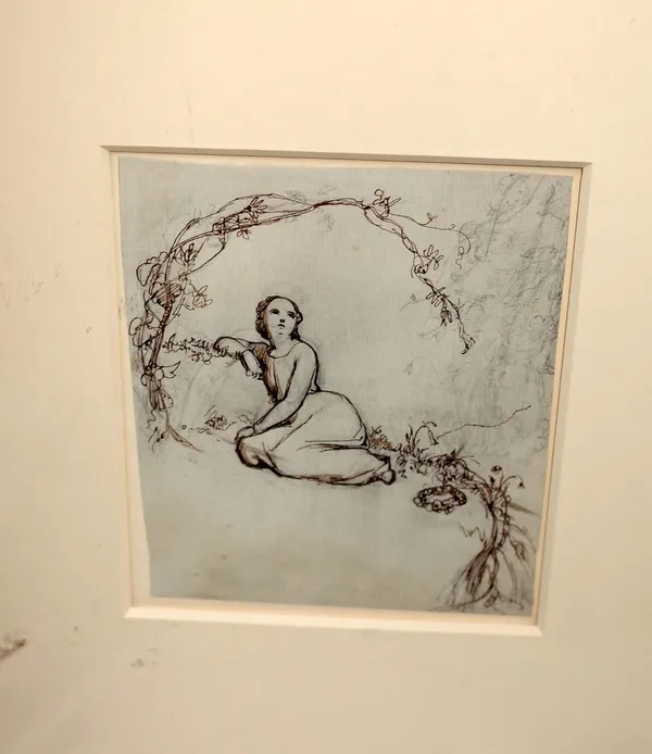 Richard Pickersgill (1820-1900), Dreaming, pen and ink, paper approximately 13.5 by 22cms.