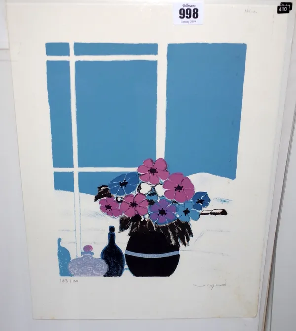 Andre Vigud (French 1939- ), Hiver, colour lithograph, signed, XXVIII/XXX, approximately 26.5 by 19cms and five others by the same artist (6).