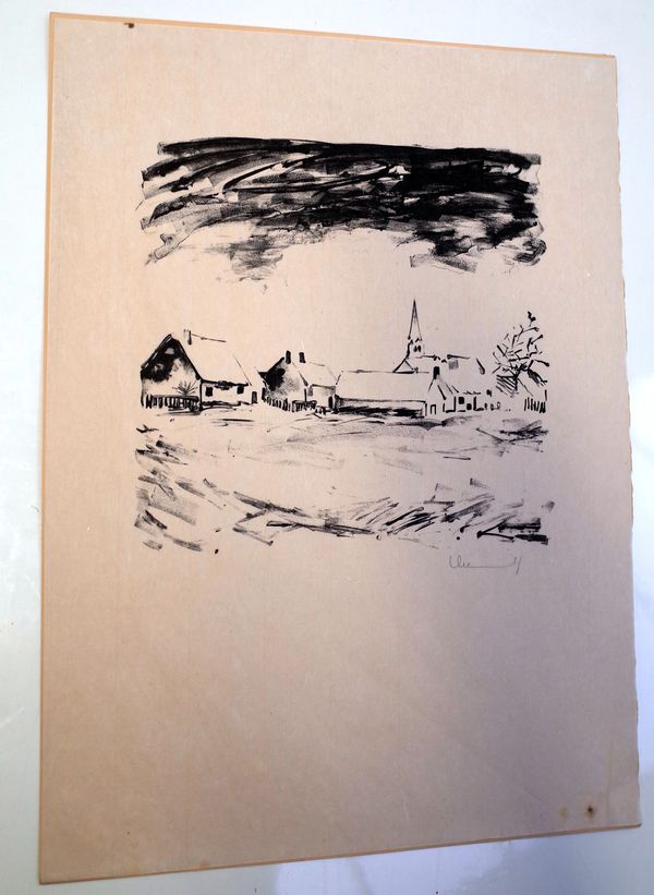 Maurice De Vlaminck (French 1876-1958), Le Village, lithograph on chine paper, signed, approximately 38 by 28cms. DDS Illustrated