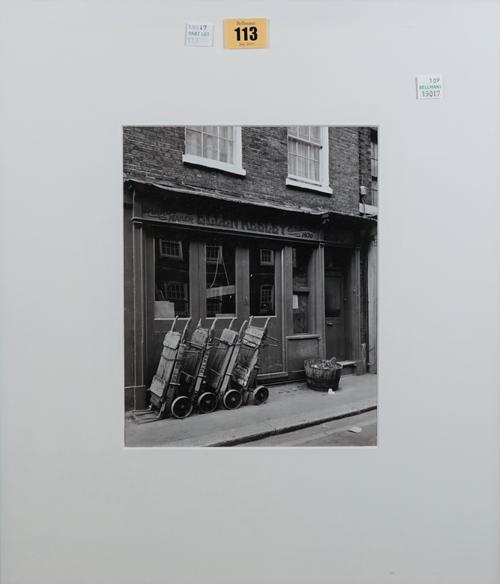 FINE ART PRINTS:  a group of four black and white photographs, London scenes, ca. 1950s - 1960s, includes Ellen Keeley barrow maker, Neal Street, 24cm