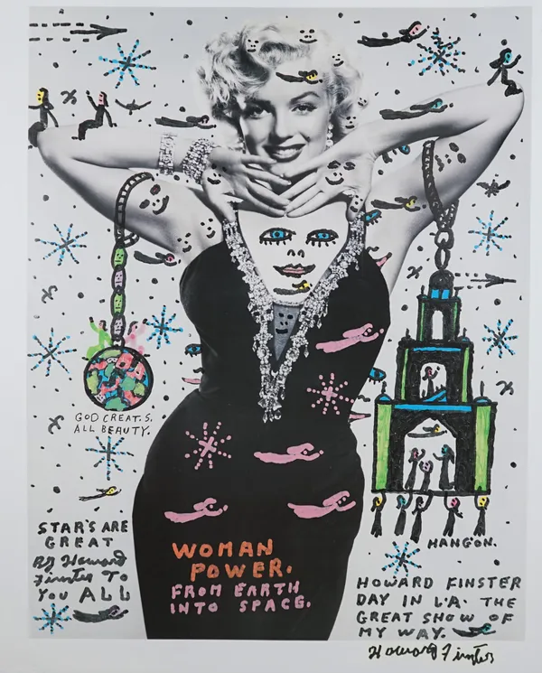 HOWARD FINSTER  (1916 - 2001)  'Woman Power', Marilyn Monroe, ca. 1990s, The Spirit of America blindstamp, the image 65cm x 51cm, unframed. DDS