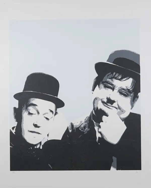 LITHOGRAPHS MUSIC / FILM  2007 - 2009: a group of six lithographs, five colour, one black and white, includes Charlie Chaplin, Laurel and Hardy, Louis