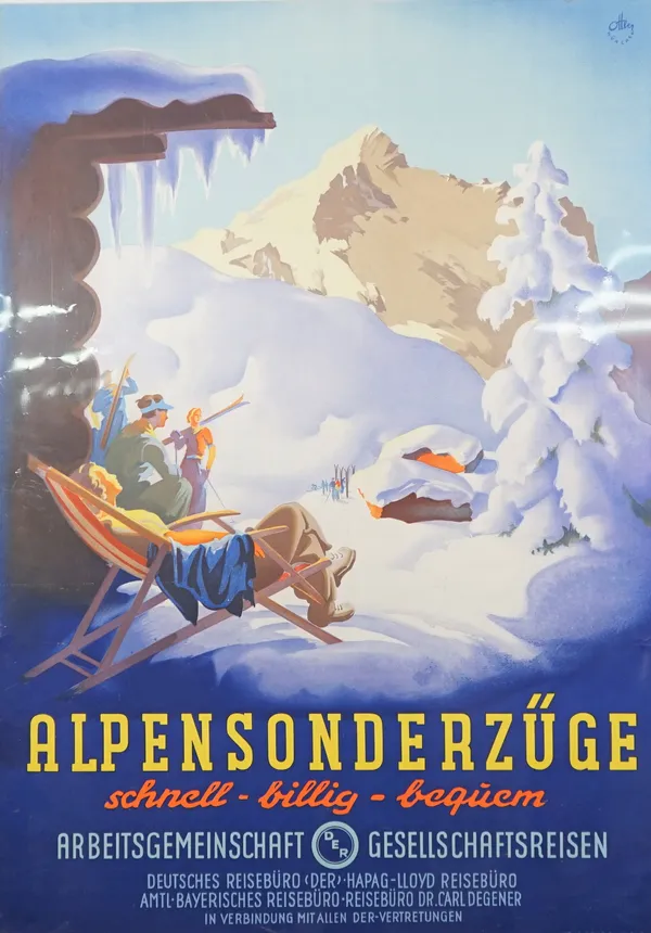 SKI TOURISM POSTERS:  two colour lithographs, 'till Vinter -  Sverige', ca. 1945, artwork Ake Magnusson, published Statens, Jarnvager, printed Svenska