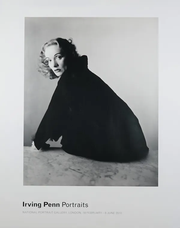 IRVING PENN  (1917 - 2009)  a group of two Fine Art prints and two posters. 1987 - 2010;  prints include Marlene Dietrich, New York, 1948, 54cm x 42.3